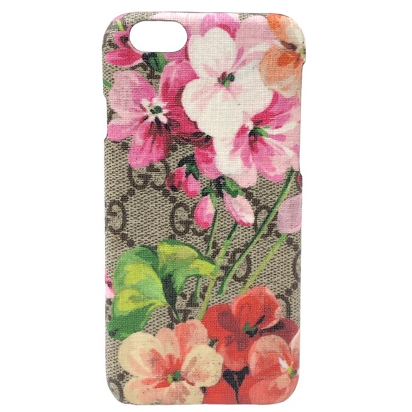 GUCCI Beige Pink Red Floral GG Monogram Logo Apple IPhone6 Phone Case NEW - Picture 1 of 5
